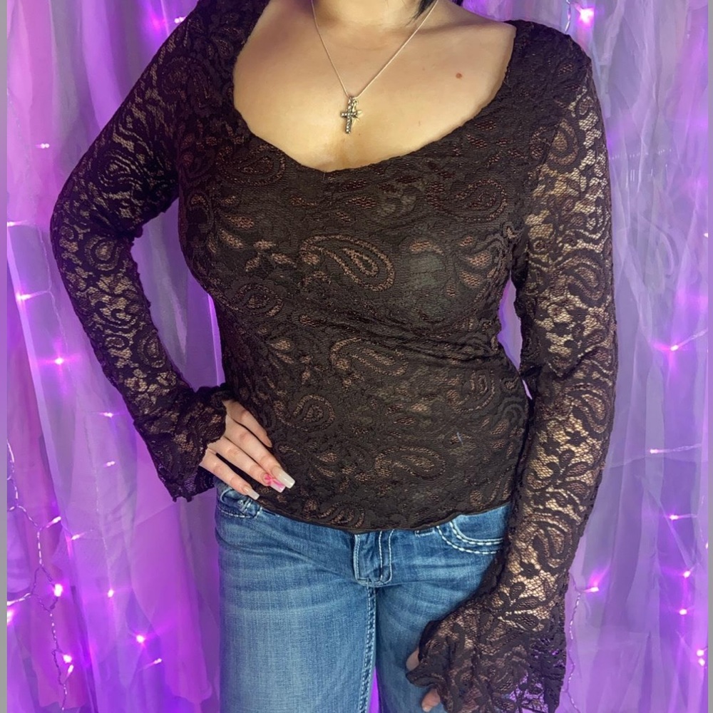 Brown lace top